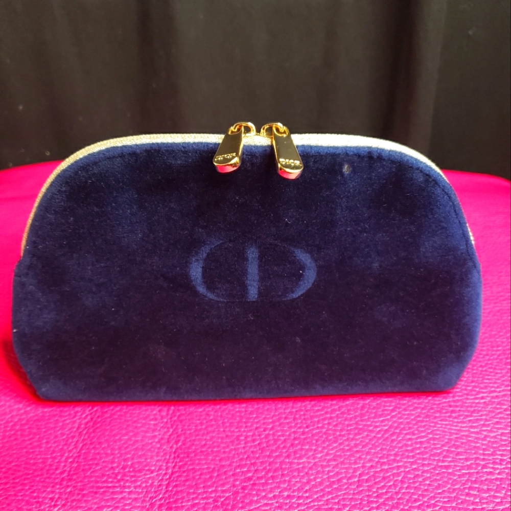 Dior Cosmetics Bag in Blue Velvet